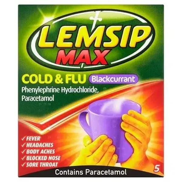 Lemsip Max Cold & Flu B/Currant Sachets 5's